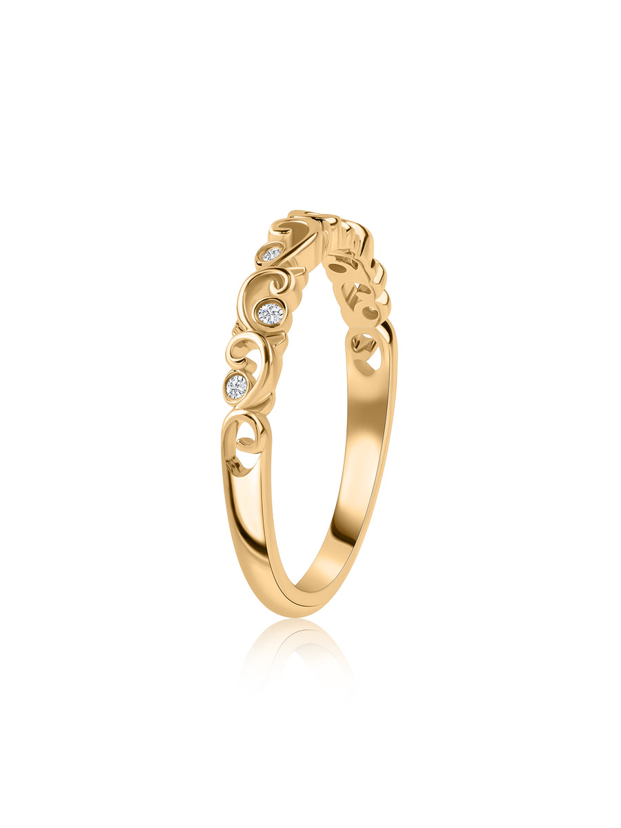 Filigree Swirl Diamond Band Ring