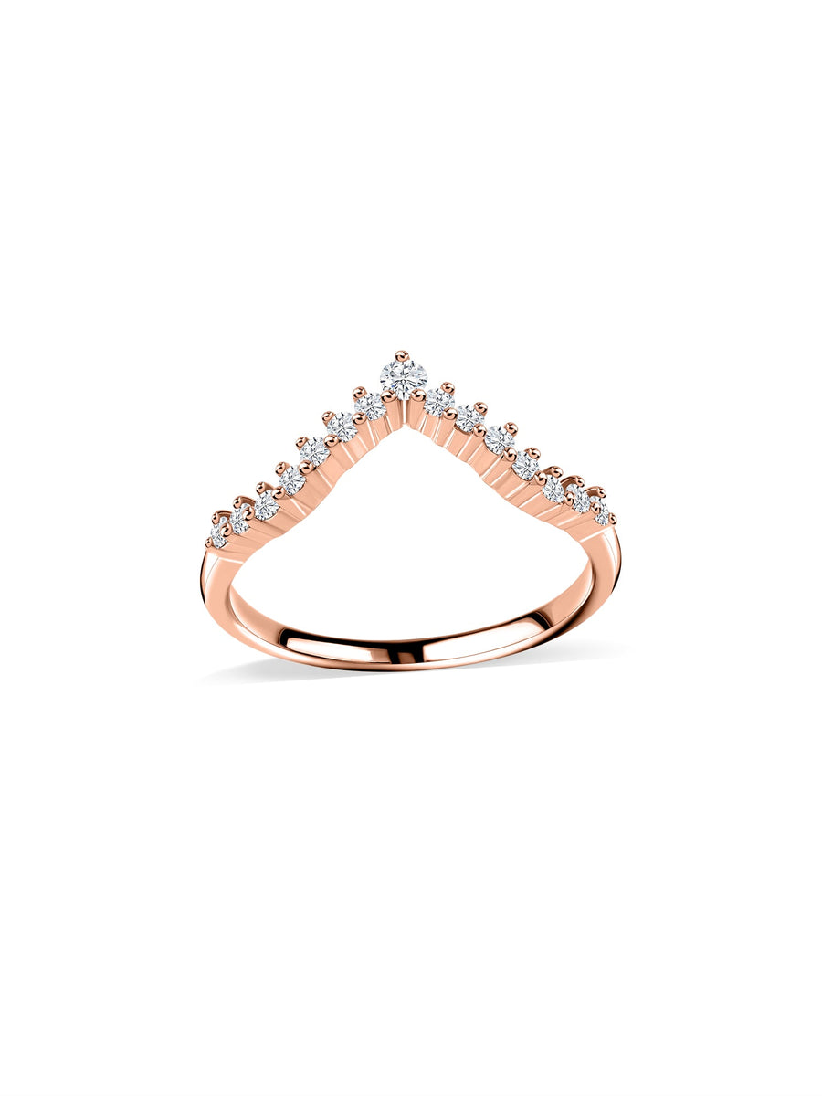 Sparkle Curve Lab Grown Diamond Chevron Gold Ring