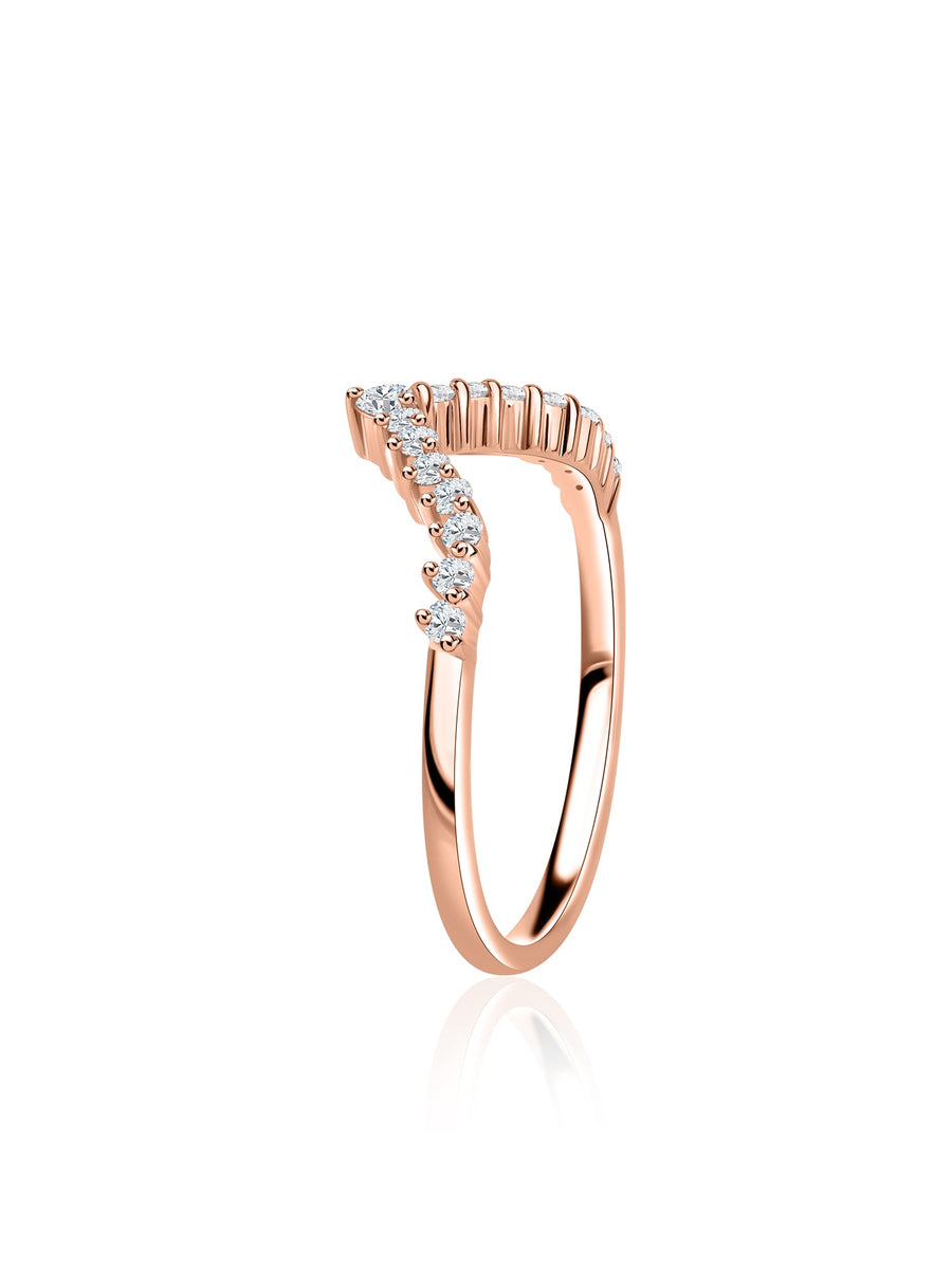 Sparkle Curve Lab Grown Diamond Chevron Gold Ring