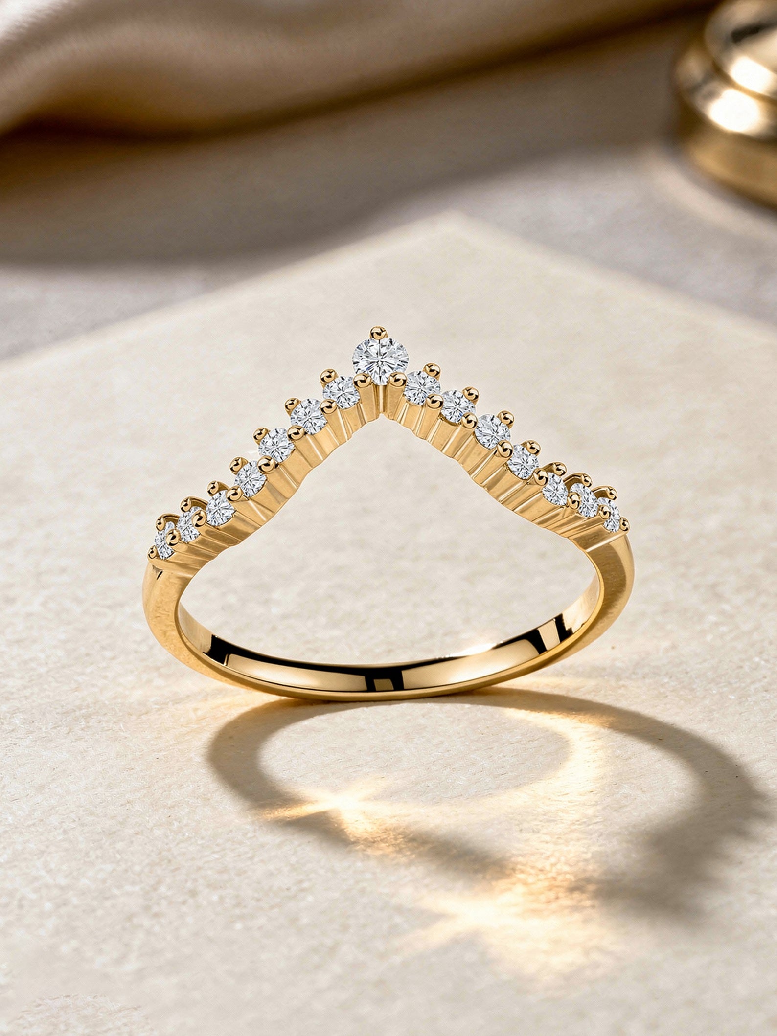 Sparkle Curve Lab Grown Diamond Chevron Gold Ring