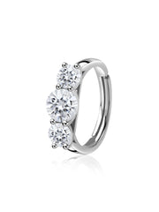 Elegant Three-Stone Adjustable Silver Ring