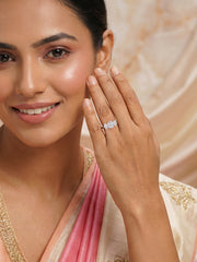 Promise Ring in Silver with Oval CZ Stones