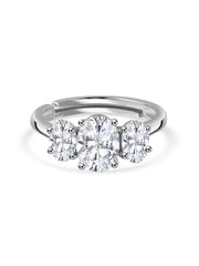 Promise Ring in Silver with Oval CZ Stones