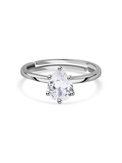 American Diamond Solitaire Silver Ring in 925 Sterling Silver - BIS Hallmarked