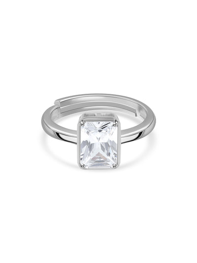 American Diamond Solitaire Silver Ring in 925 Sterling Silver - BIS Hallmarked
