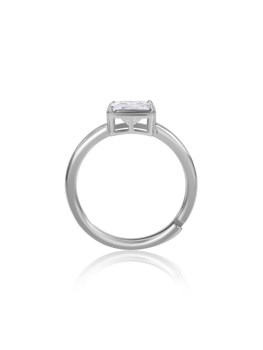 Classic Octagon Shine Silver Ring