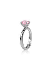 Silver Pink CZ Round Ring