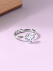 Solitaire Round Adjustable Silver Ring