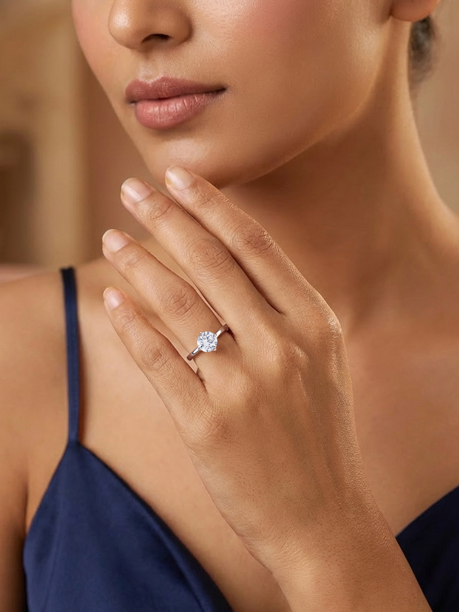 Solitaire Round Adjustable Silver Ring