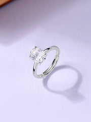 Oval Solitaire Adjustable Silver Ring