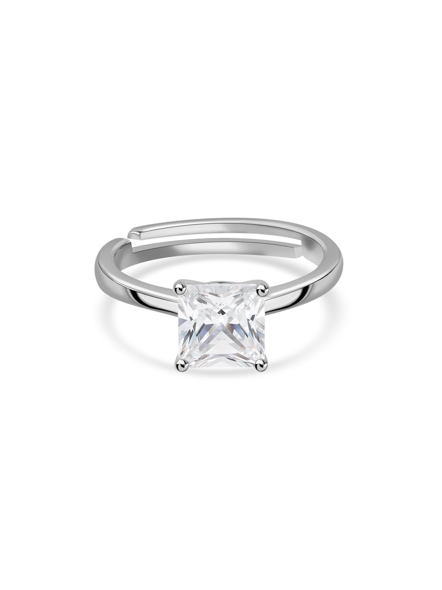 Signature Square Sparkle Silver Ring