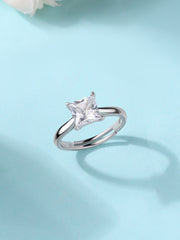 Silver White Princess CZ Ring