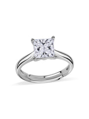 Silver White Princess CZ Ring