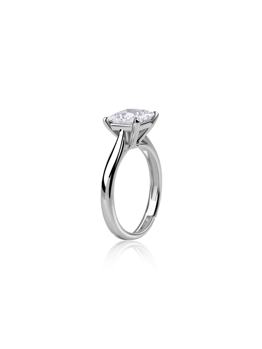 Silver White Princess CZ Ring