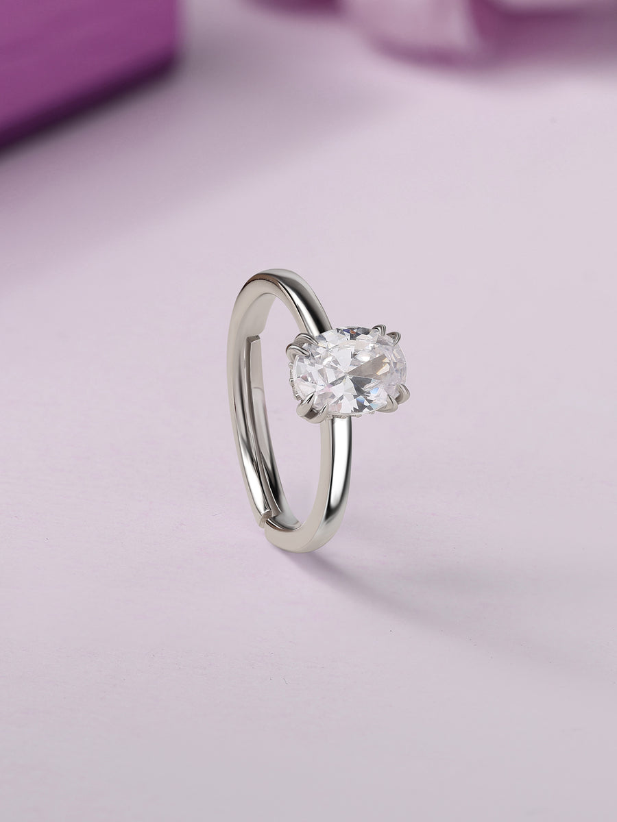 Celeste Glow Adjustable Silver Solitaire Ring
