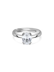 Celeste Glow Adjustable Silver Solitaire Ring