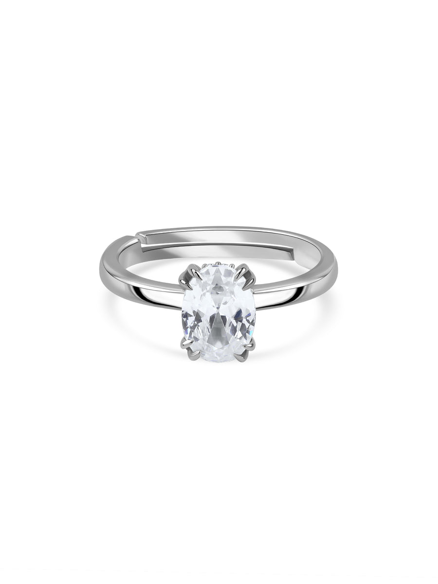 Celeste Glow Adjustable Silver Solitaire Ring