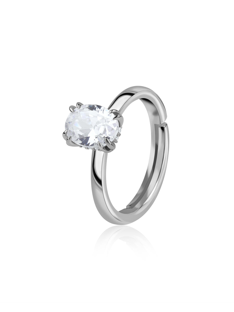 Celeste Glow Adjustable Silver Solitaire Ring