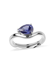 Silver Tanzanite CZ Pear Ring