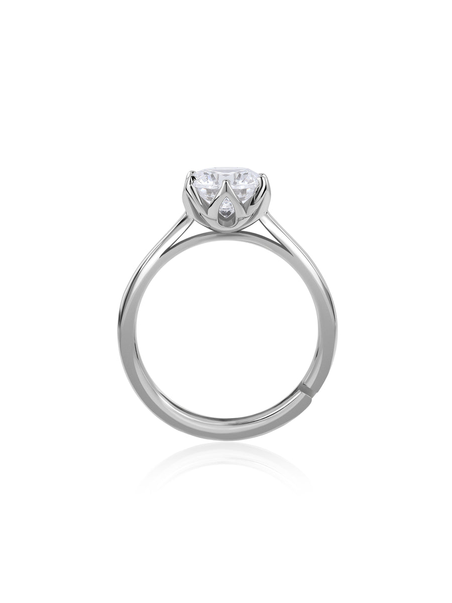 Classic Solitaire Adjustable Silver Ring