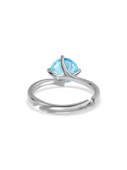 Silver Blue Topaz CZ Round Ring