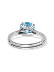 Silver Blue Topaz CZ Round Ring
