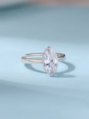 Marquise Solitaire Adjustable Silver Ring