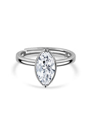 Marquise Solitaire Adjustable Silver Ring