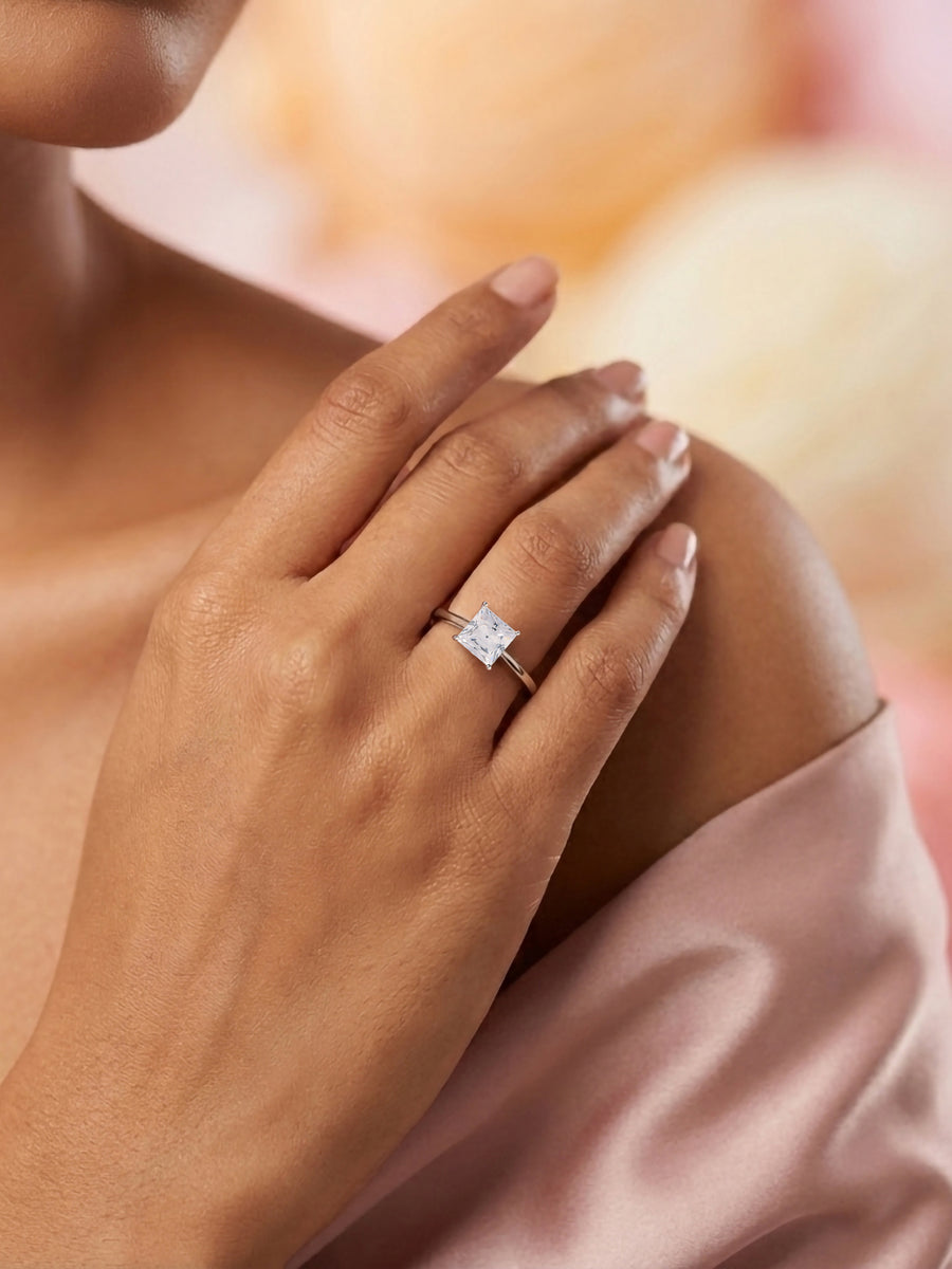 Radiant Princess Solitaire Silver Adjustable Ring