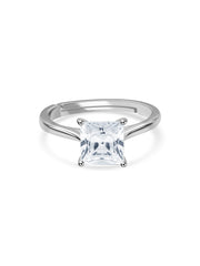 Radiant Princess Solitaire Silver Adjustable Ring