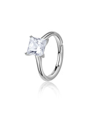 Radiant Princess Solitaire Silver Adjustable Ring