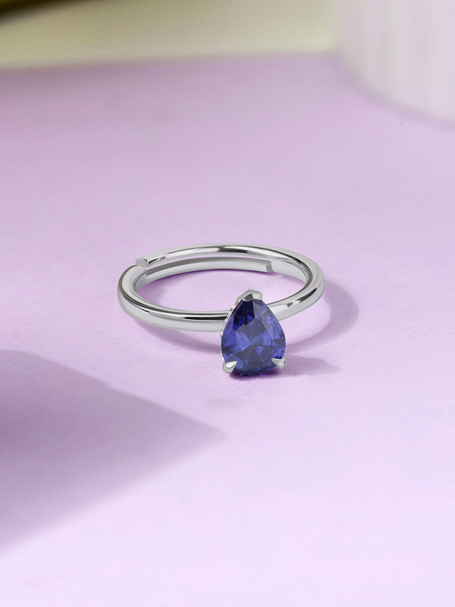 Tanzanite Teardrop Silver Elegance Ring