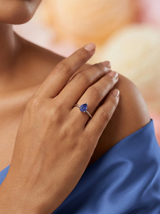 Tanzanite Teardrop Silver Elegance Ring