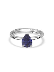 Tanzanite Teardrop Silver Elegance Ring