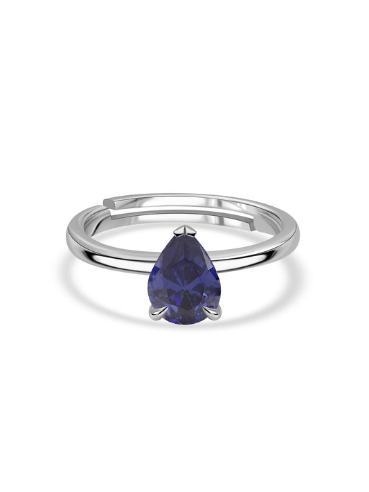 Tanzanite Teardrop Silver Elegance Ring