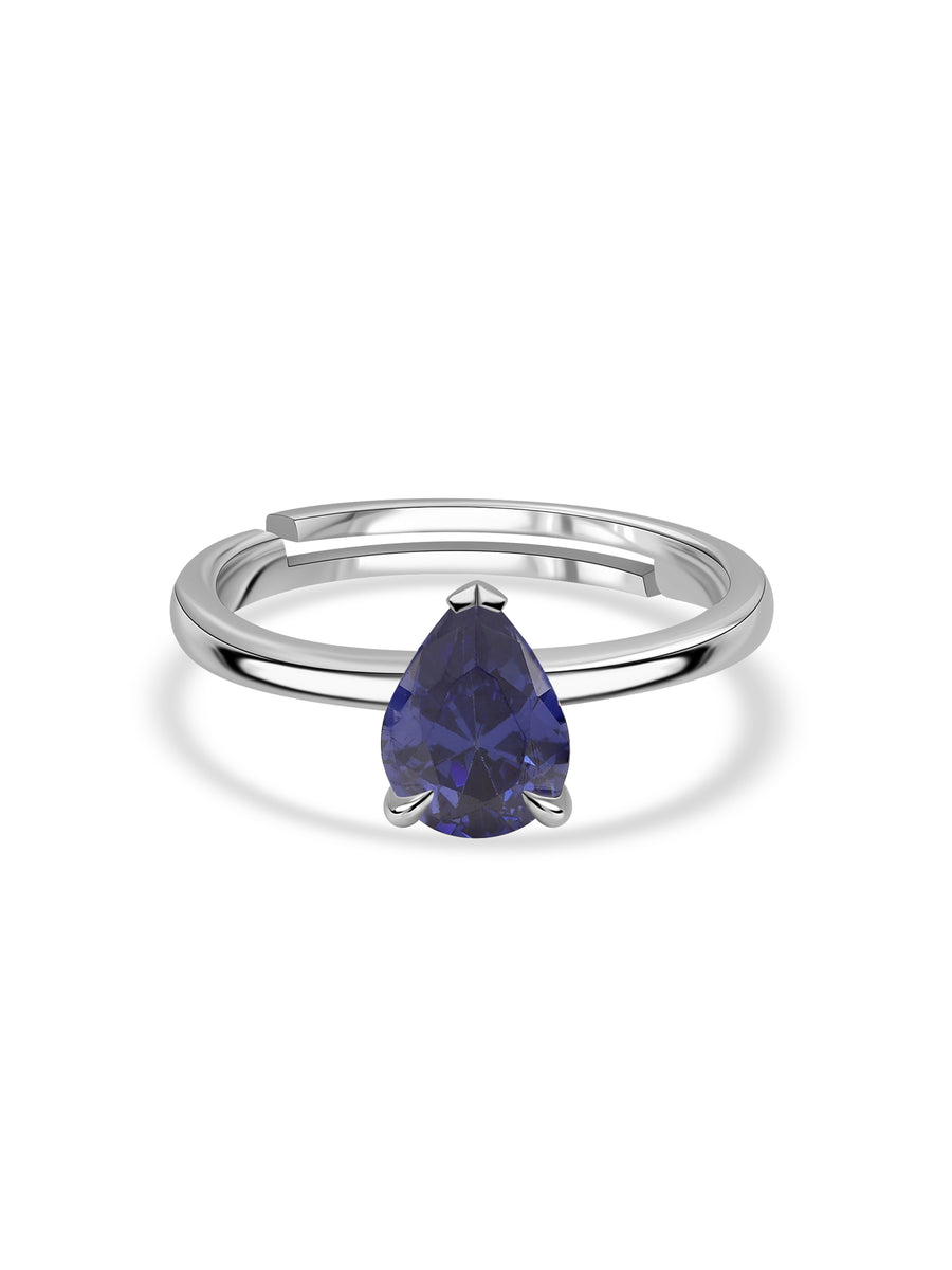 Tanzanite Teardrop Silver Elegance Ring