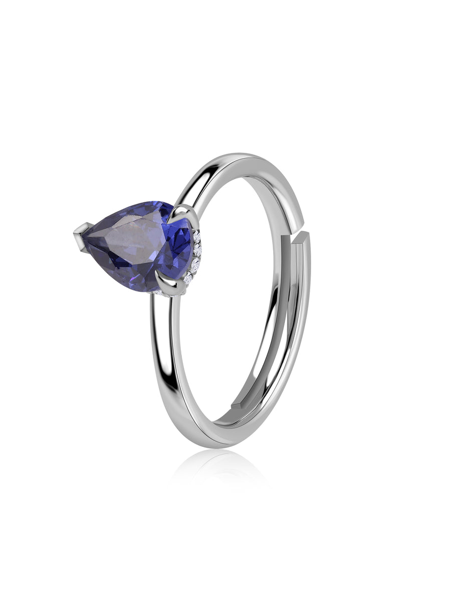 Tanzanite Teardrop Silver Elegance Ring