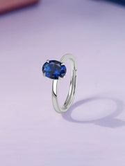 Ocean Aura Blue Sapphire Silver Ring