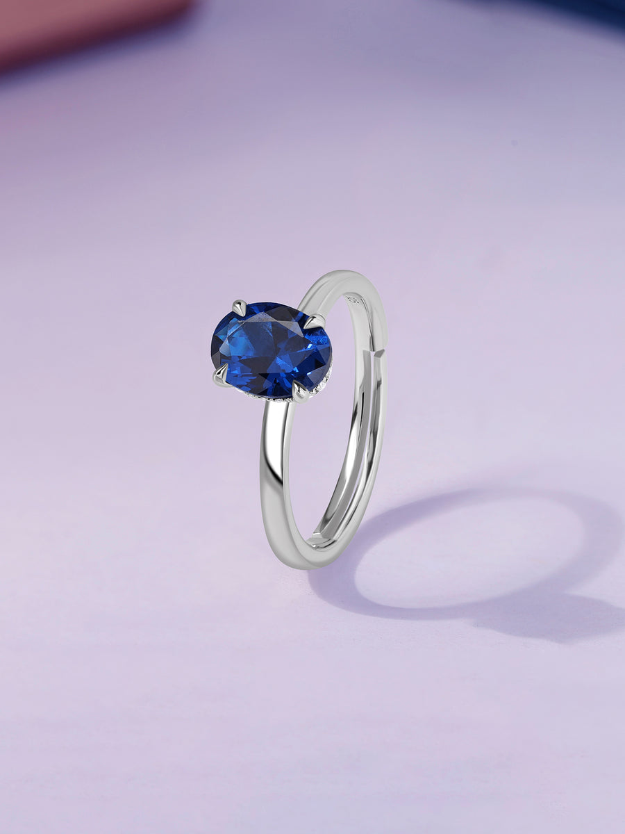 Ocean Aura Blue Sapphire Silver Ring