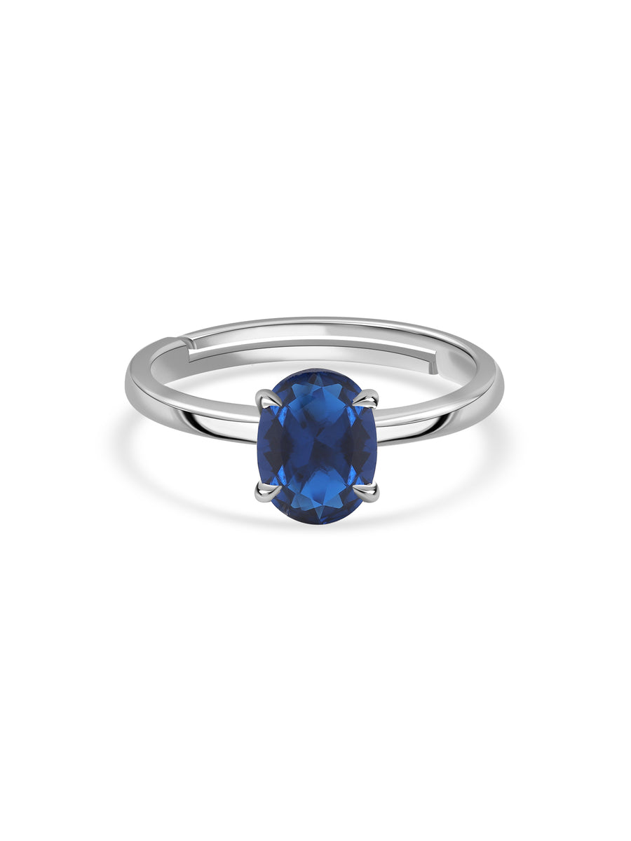 Ocean Aura Blue Sapphire Silver Ring