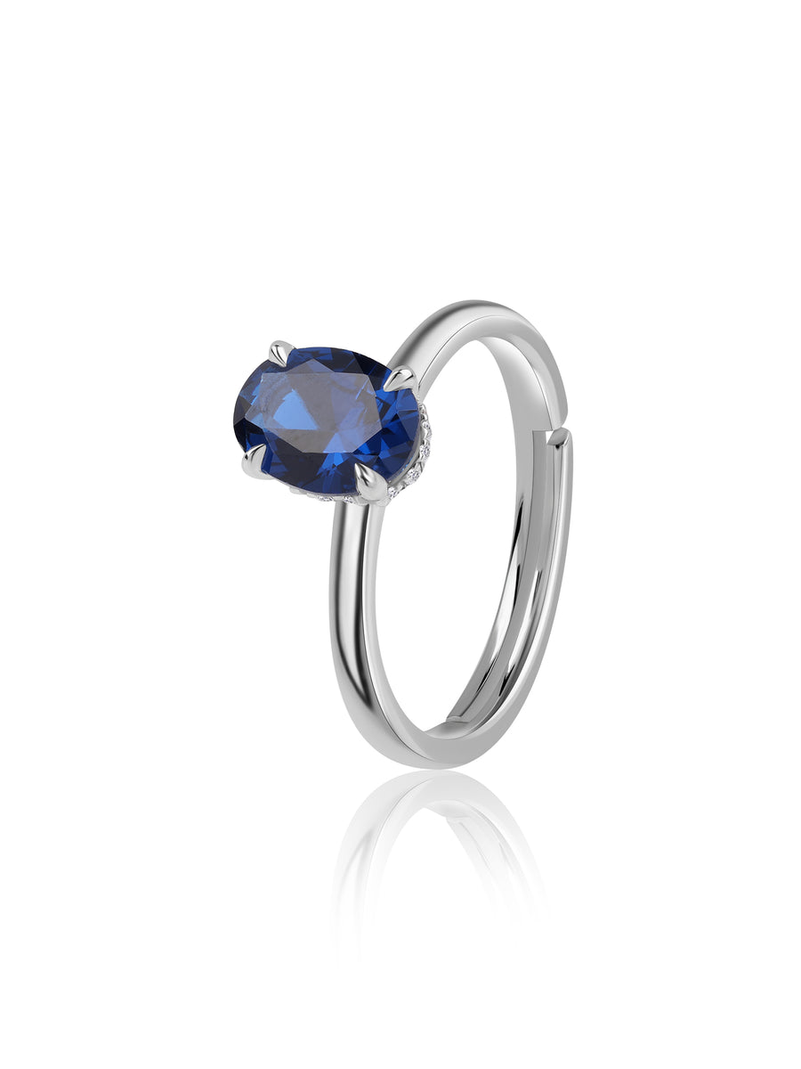 Ocean Aura Blue Sapphire Silver Ring