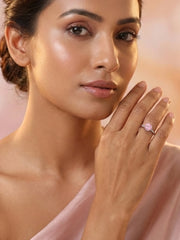 Blush Pink CZ Round Solitaire Adjustable Silver Ring