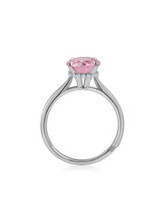 Blush Pink CZ Round Solitaire Adjustable Silver Ring