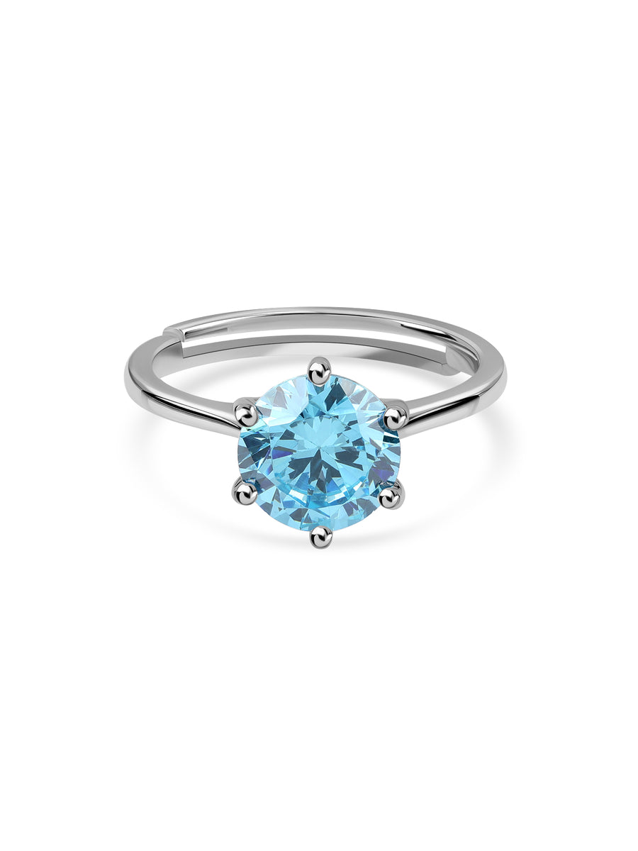 Ocean Blue Topaz Silver Ring