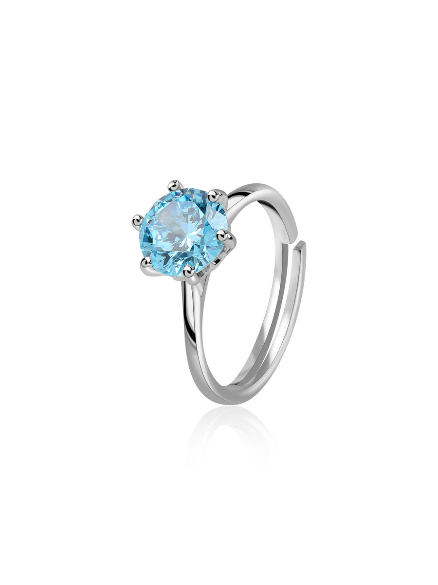 Ocean Blue Topaz Silver Ring