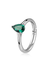 Green Drop Silver Ring