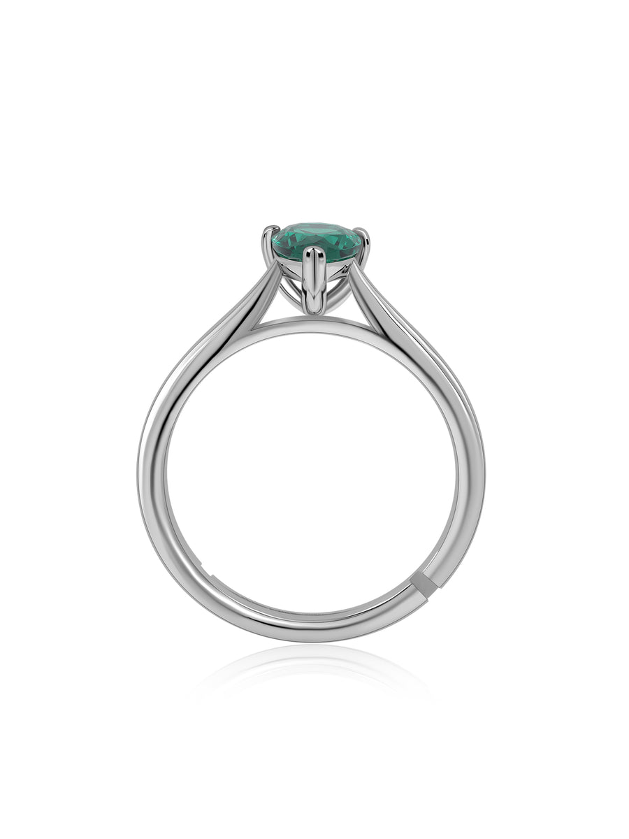 Green Drop Silver Ring