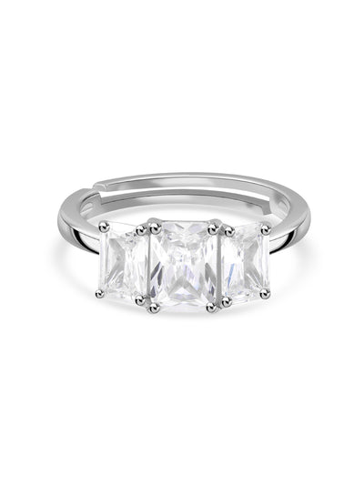 American Diamond Solitaire Silver Ring in 925 Sterling Silver - BIS Hallmarked