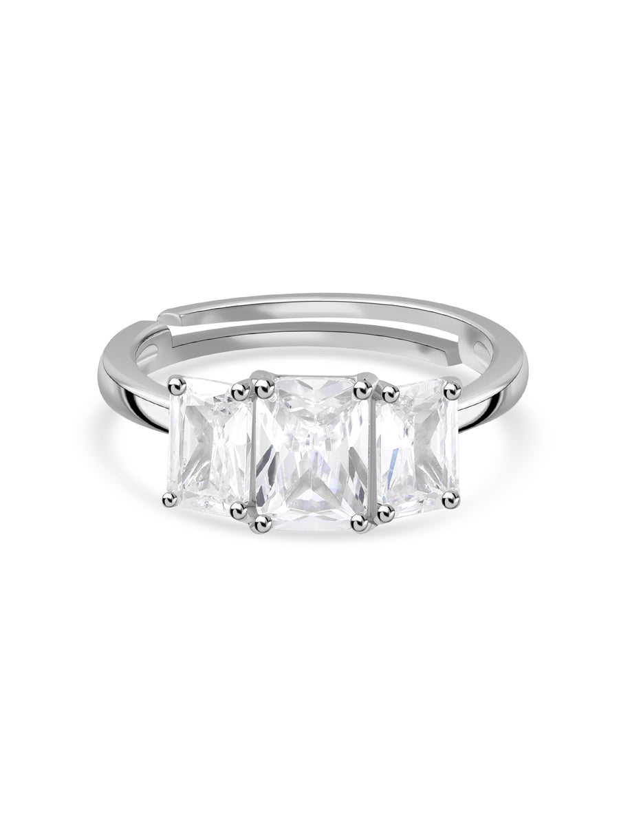 Octagon Sparkle Silver Promise Ring