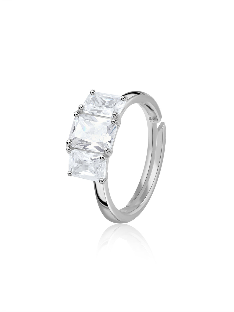 Octagon Sparkle Silver Promise Ring